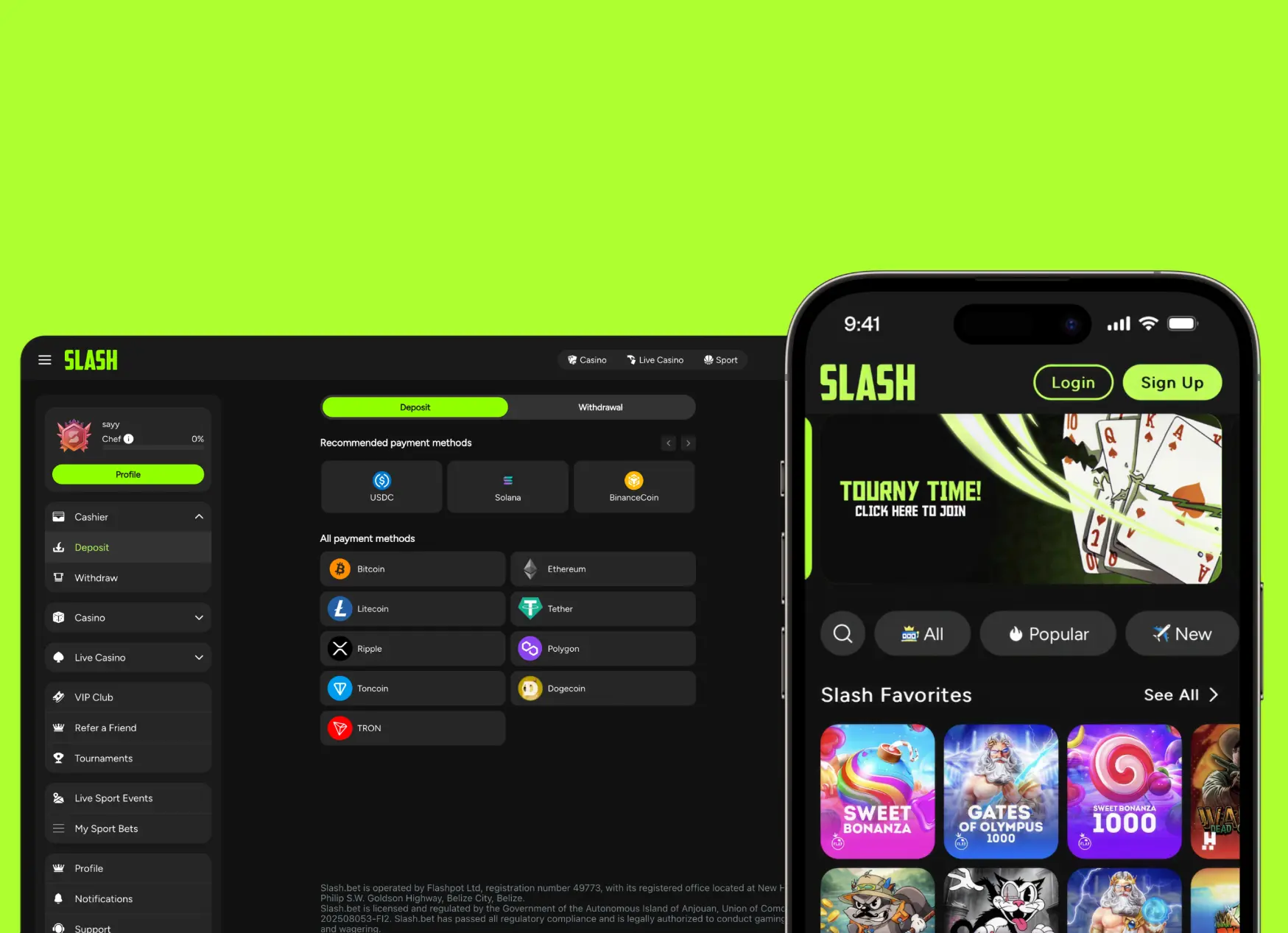SLASH landing page